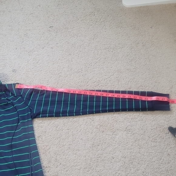 Lululemon Asana Jacket Size 6 Blue Green Stripped Full Zip Thumb Hole Yoga women - Picture 14 of 15